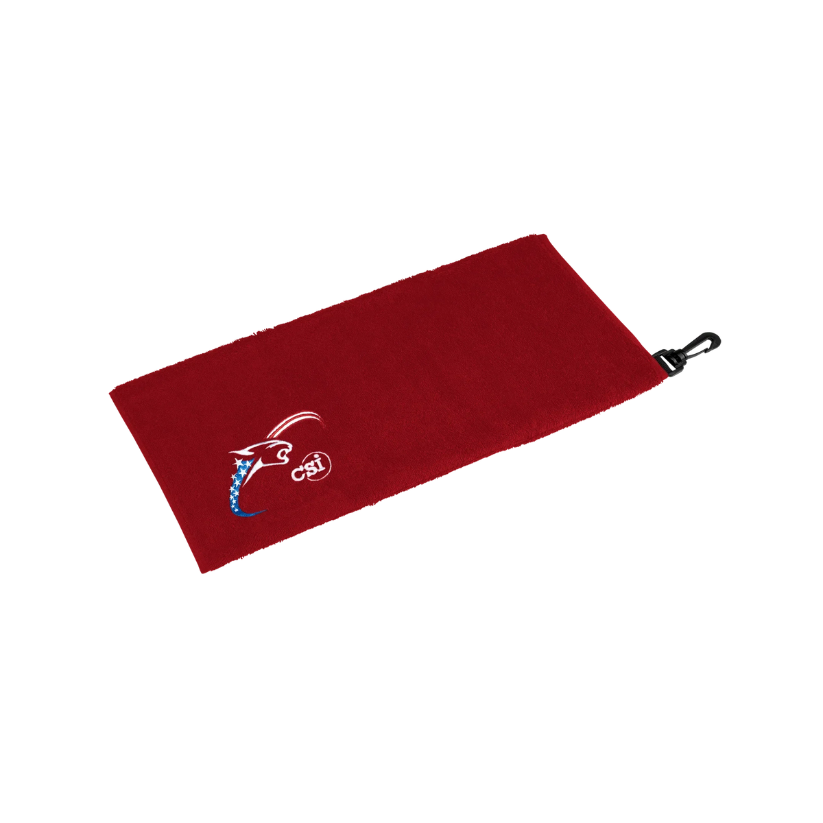 CSI red towel with red, white, and blue cat head