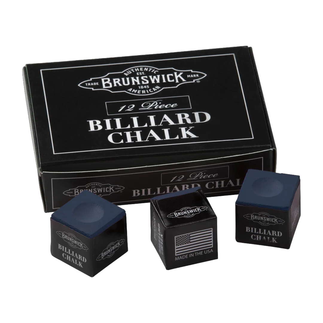 Brunswick Billiard Chalk, Navy Blue, 12-Piece Box with Three Loose Cubes