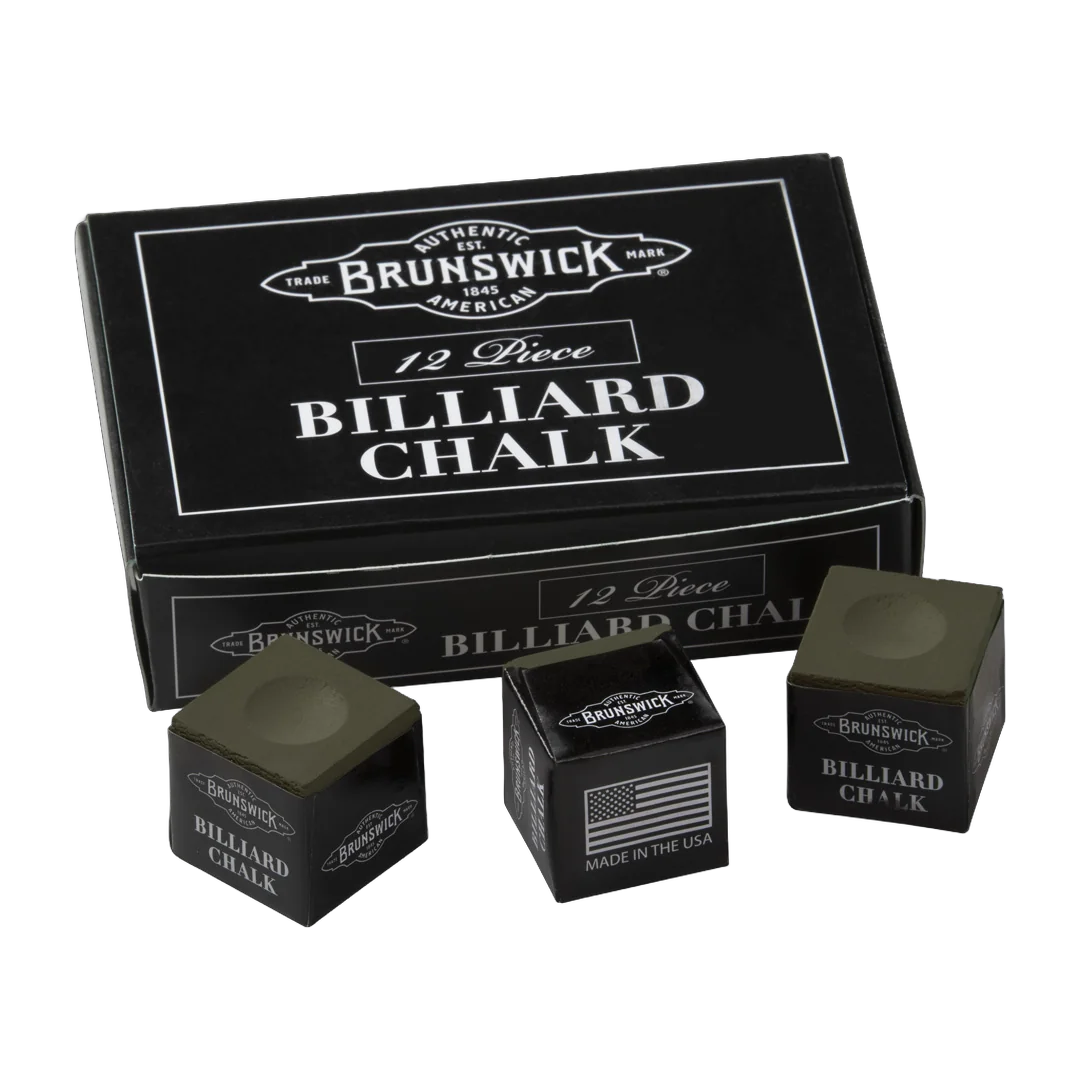 Brunswick Billiard Chalk, Olive, 12-Piece Box with Three Loose Cubes