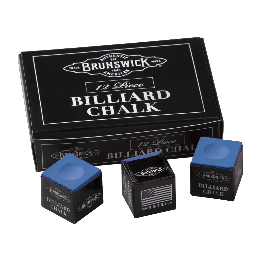Brunswick Billiard Chalk, Royal Blue, 12-Piece Box with Three Loose Cubes