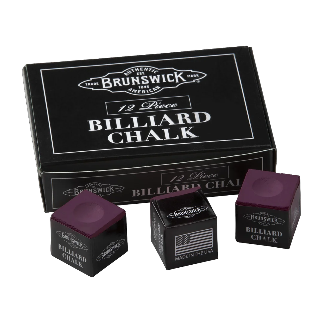 Brunswick Billiard Chalk, Wine, 12-Piece Box with Three Loose Cubes
