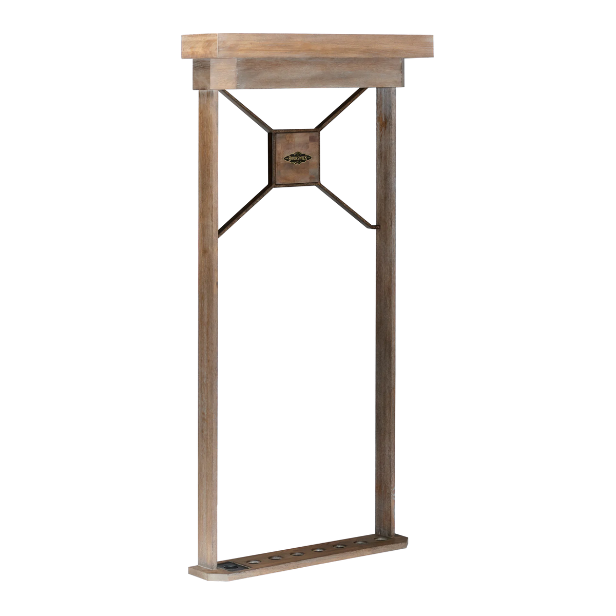 Brunswick Dameron Cue Wall Rack in Nutmeg, Shown Empty