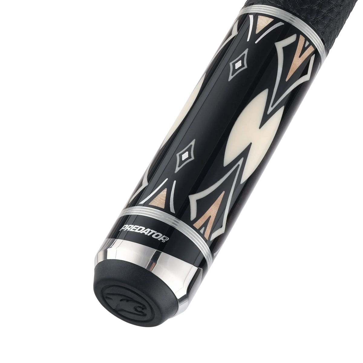 Blak5 3 Pool Cue Leather Wrap Butt With Predator Brand Mark Rotated