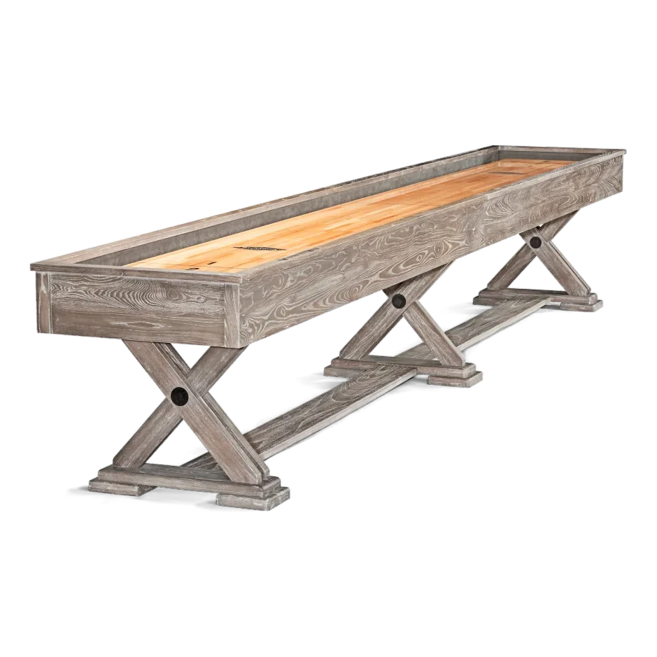 Brunswick Brixton 14 ft Shuffleboard Driftwood and X-Frame Legs