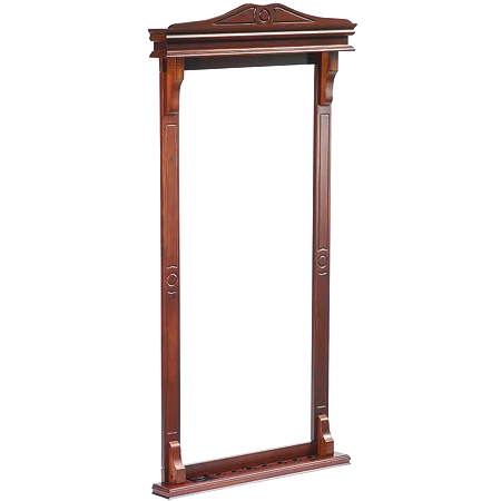 Mahogany Cue Wall Rack With Carved Pediment Top