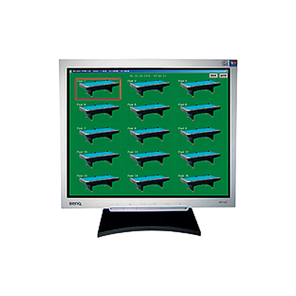 Monitor Showing Billiard Table Time Management Software With Table Overview