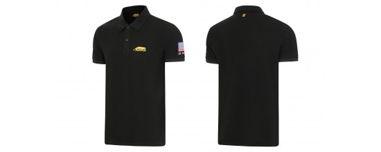 Poloshirt Schwarz mit USA-Flaggen und Predator Log