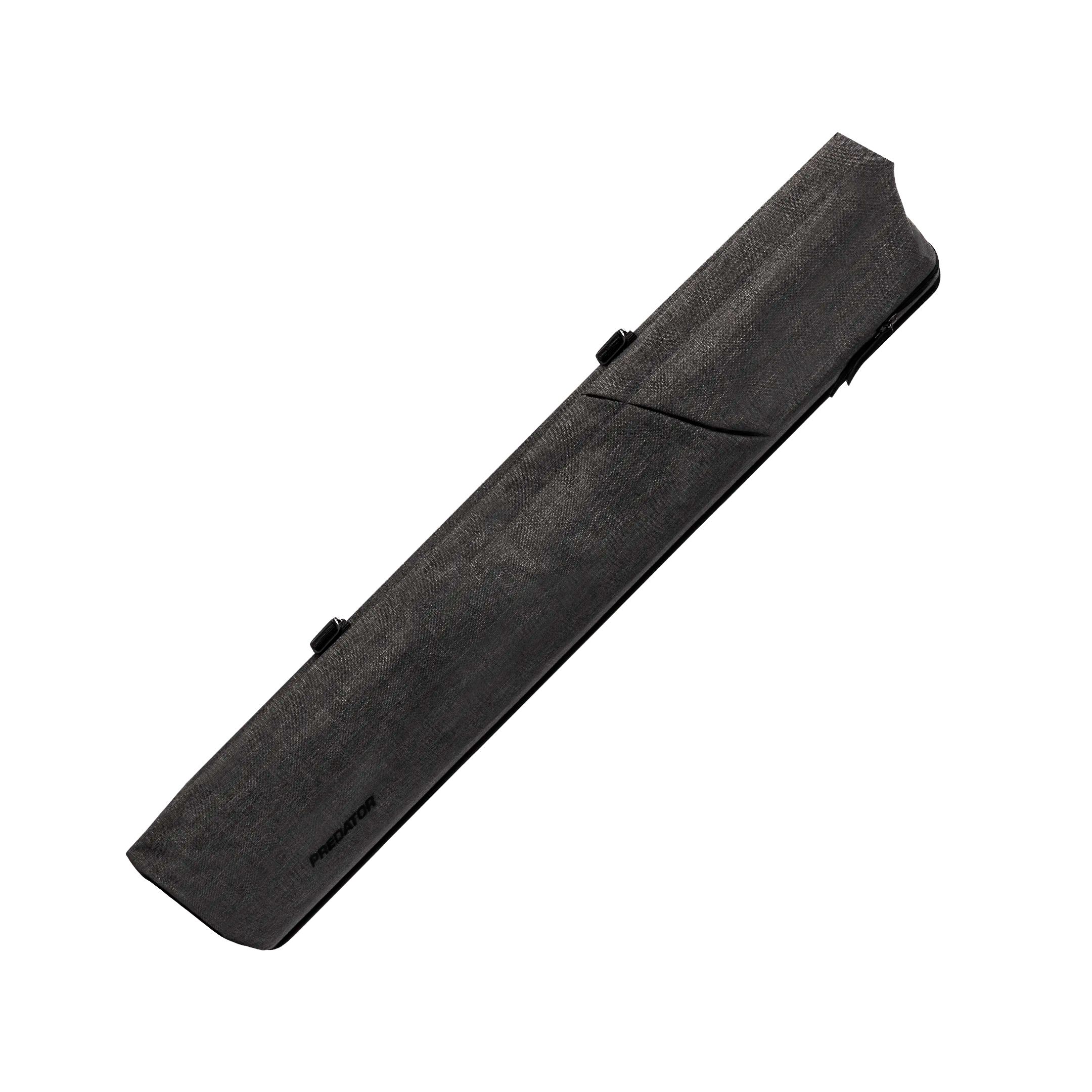 Dark grey rectangular pool cue case with black PREDATOR branding