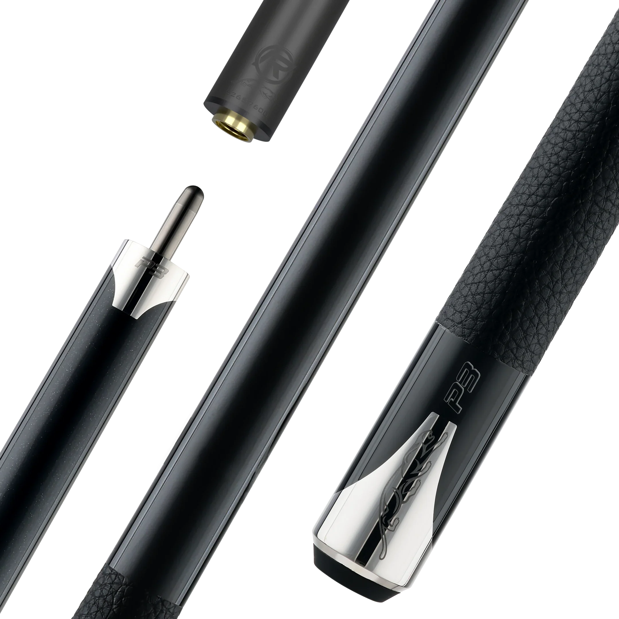 P3 black pool cue luxe leather wrap