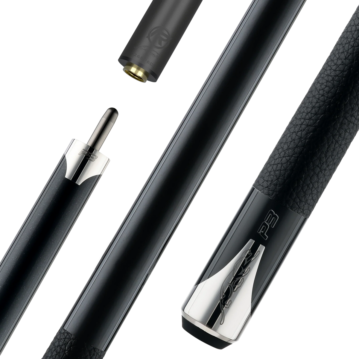 P3 black pool cue luxe leather wrap