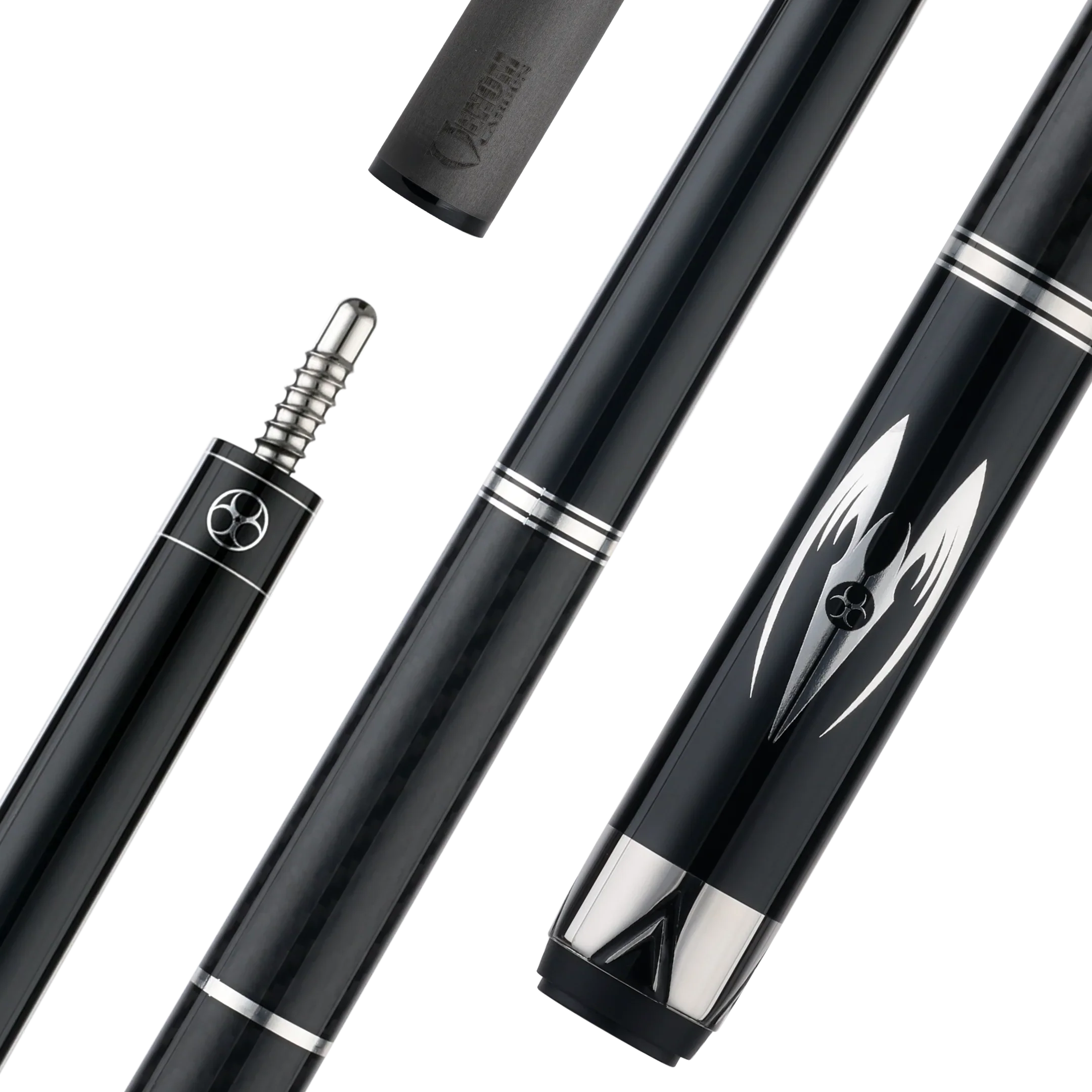 Poison Maelith Pool Cue with Carbon Fiber Shaft - Black/Black - Vinyl Wrap Finish