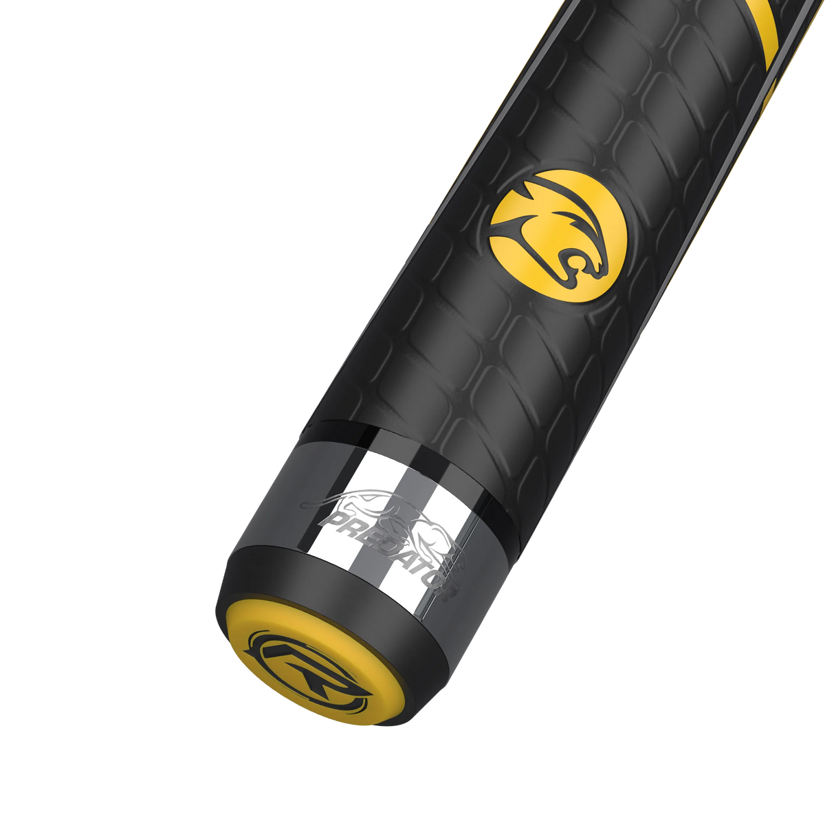 Predator BK Rush Signature Black/Yellow Sport Wrap Break Cue Butt With Brand Mark Rotated
