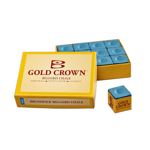 Brunswick Gold Crown Blue Billiard Chalk, 12 Pieces, Open Box with One Loose Cube