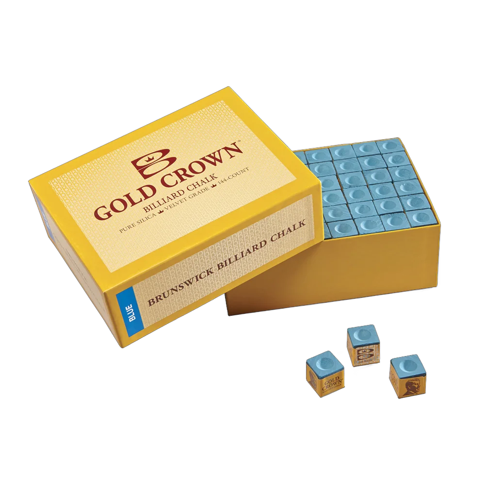 Brunswick Gold Crown Blue Billiard Chalk, 144 Pieces, Open Box with Loose Cubes