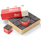 Master Black Billiard Chalk, 12 Pieces, in Open Box with Lid and Two Loose Cubes