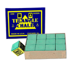 Triangle Green Billiard Chalk, 12 Pieces, Open Tray with Box and One Loose Cube