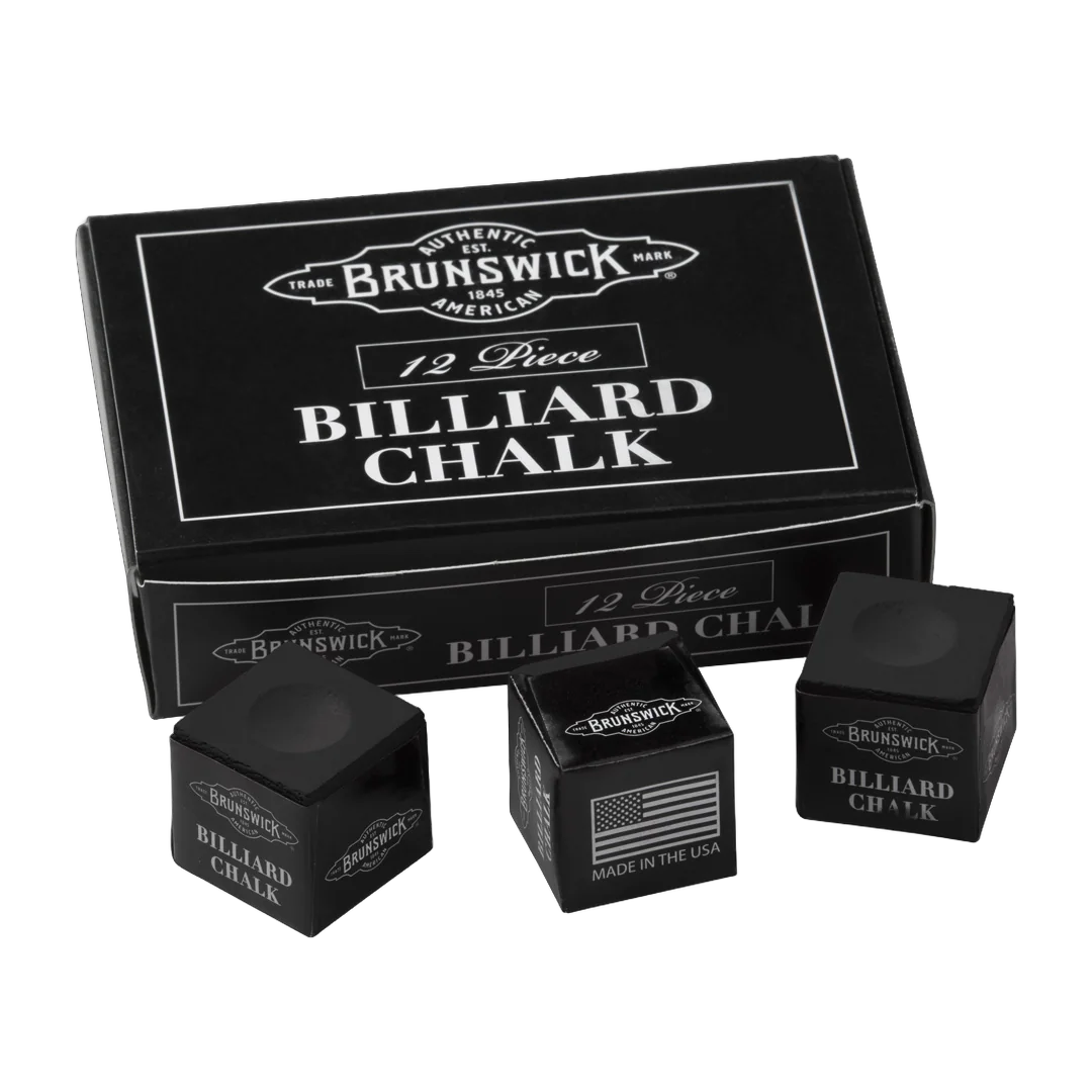 Brunswick Billiard Chalk, Black, 12-Piece Box with Three Loose Cubes
