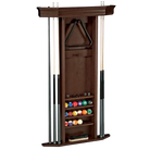 Brunswick Heritage Cue Wall Rack in Espresso With Cues, Rack and Pool Balls