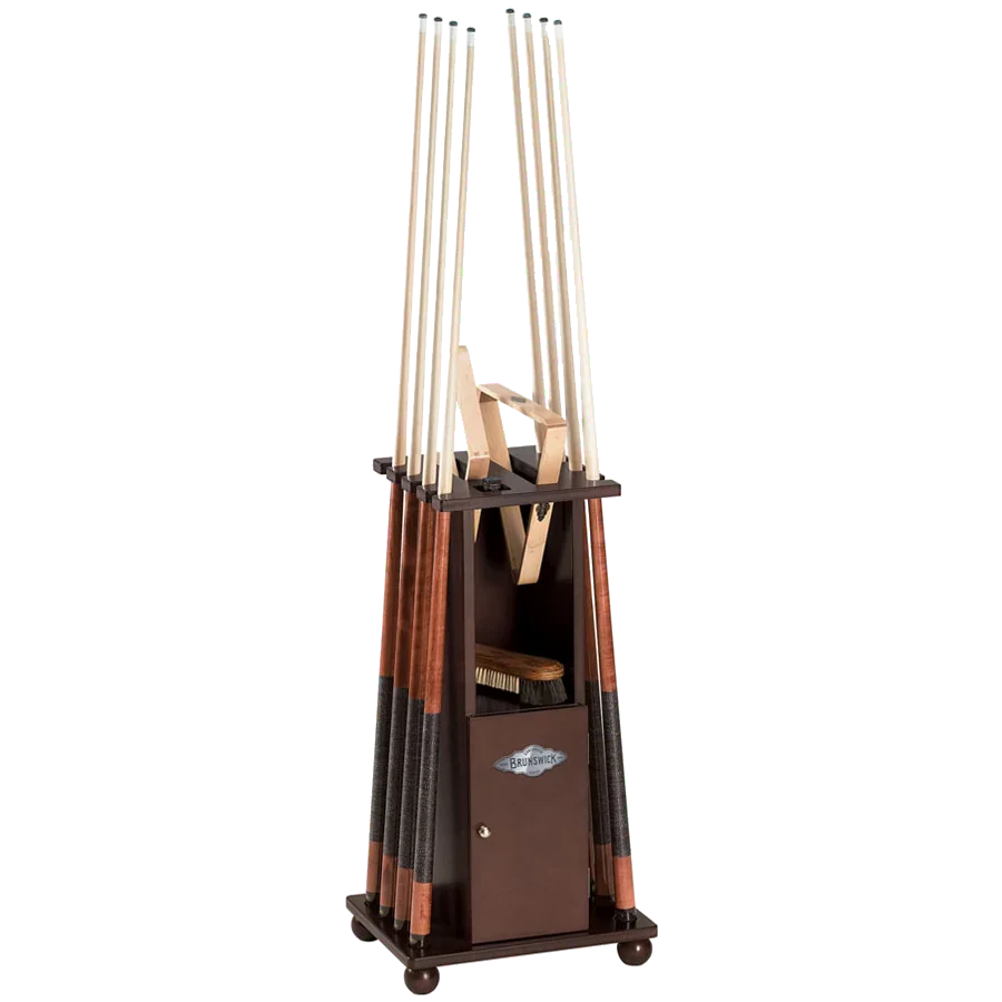 Brunswick Heritage Floor Cue Rack In Espresso Holding Eight Cues
