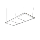 LED Flat Panel Billiard Lamp With Three Light Panels in a Silver Frame, Suspended on Steel Cables