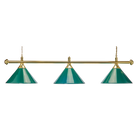 Evergreen 3-Shade Billiard Lamp With Green Cone Shades on a Brass Bar With Hanging Chains