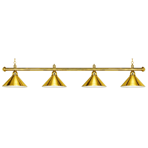 Evergold 4-Shade Billiard Lamp With Polished Brass Cone Shades and Brass Bar