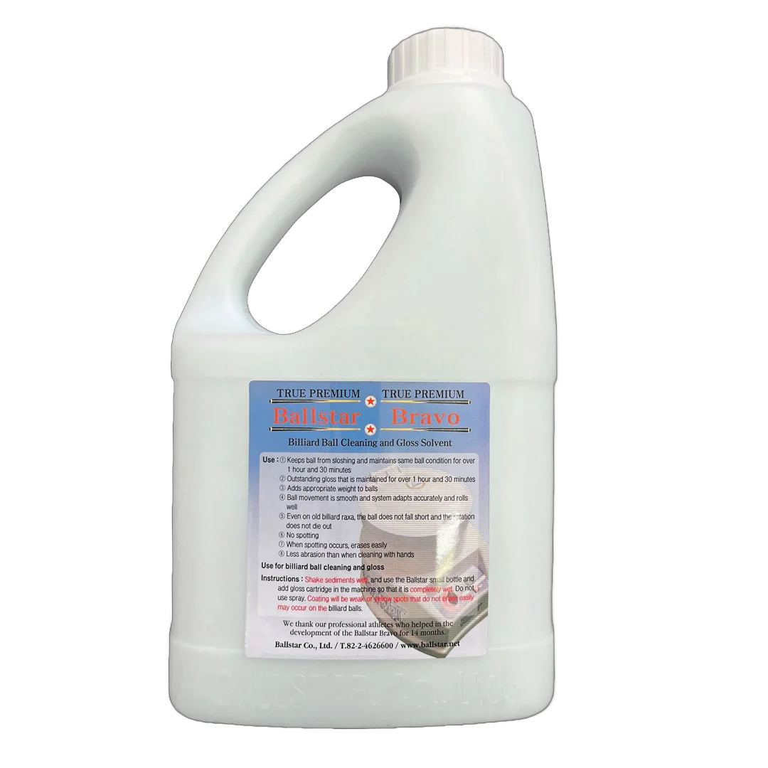 Ballstar Bravo Billiard Ball Cleaning and Gloss Liquid in a White Plastic Jug