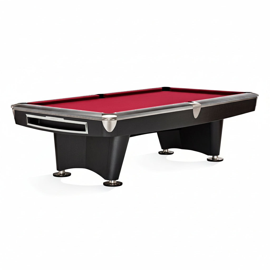 Brunswick Gold Crown VI Matte Black Red Pool Table