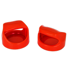 Two Red Air Hockey Mallets with Curved Hand Grips