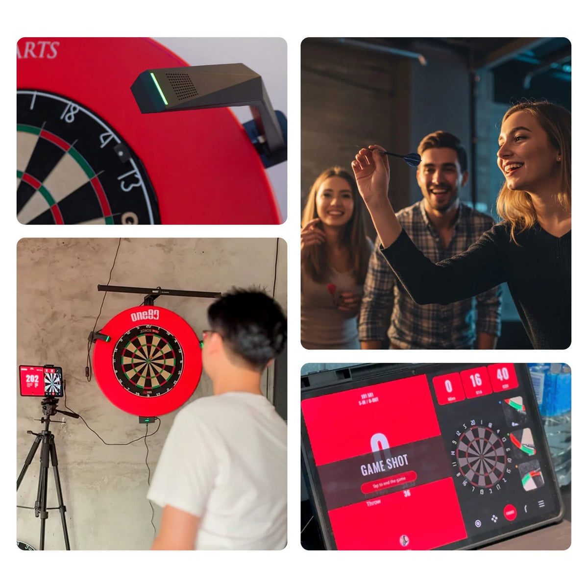 People Playing With A GranDarts Auto Scoring System Steel Dartboard