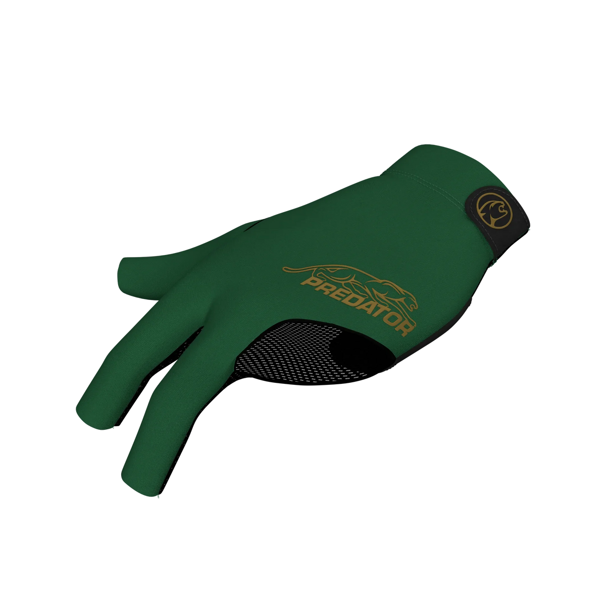 Green glove with gold Predator branding left hand