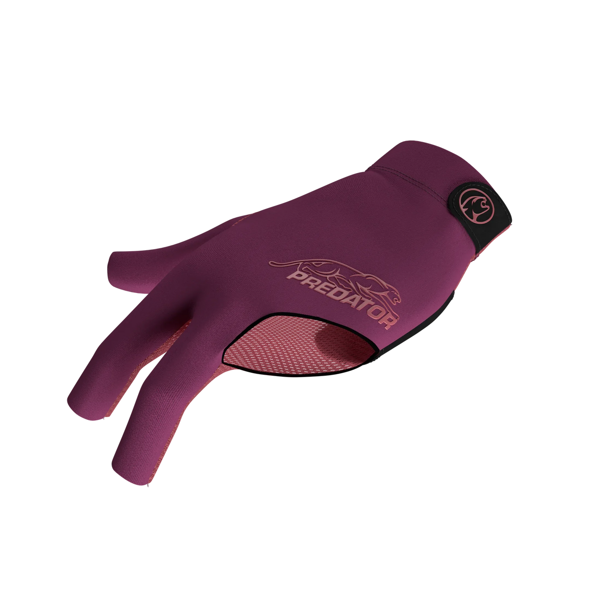 Purple glove with pink Predator branding left hand
