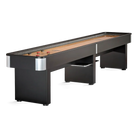 Brunswick Delray Matte Black 9ft Shuffleboard Table With Red and Black Pucks